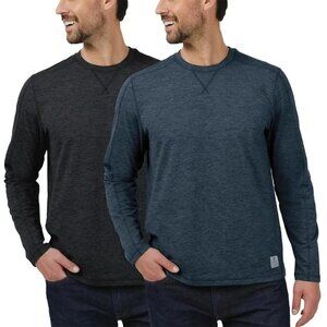 Rugged Elements Men's M 2 Pack Sueded Long Sleeve Crew Moisture Black Blue K1144